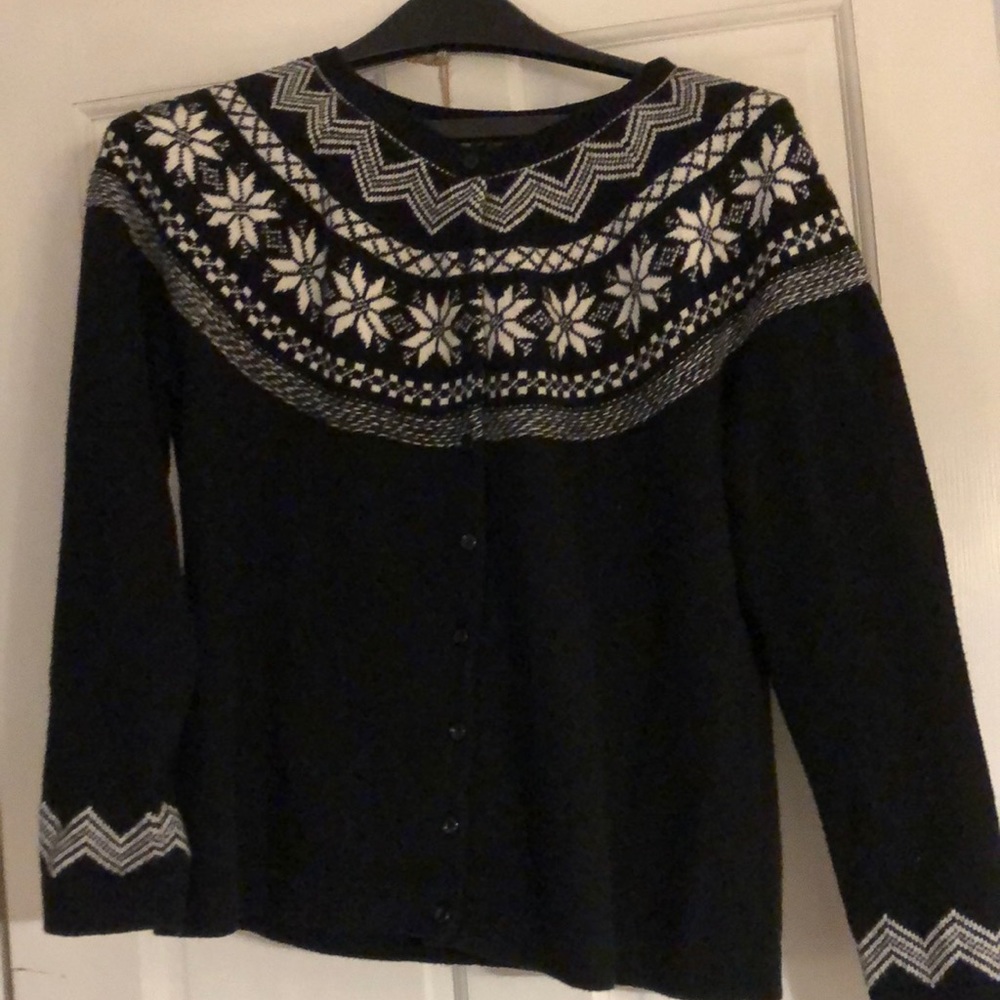 Black talbots snowflake fair isle cardigan
